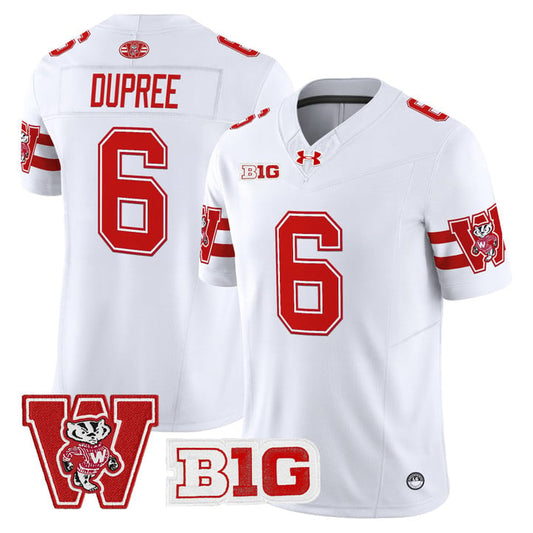 Darrion Dupree Jersey #6 Wisconsin Badgers Throwback Stitched White