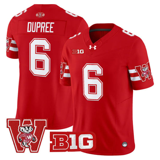 Darrion Dupree Jersey #6 Wisconsin Badgers Throwback Stitched Red