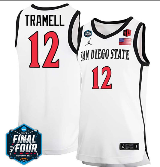 Darrion Trammell Jersey San Diego State Aztecs College Basketball 2023 NCAA Final Four White #12
