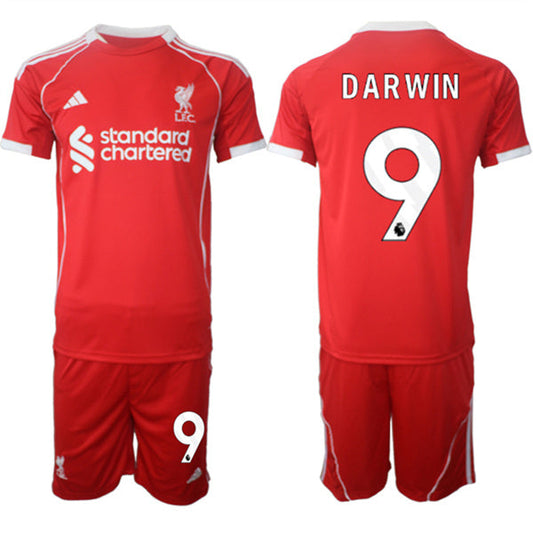 Darwin Jersey #9 Liverpool Red Home 2025 Soccer Suit