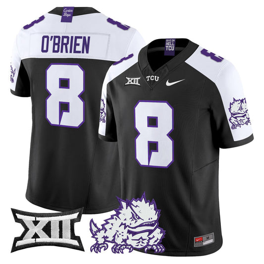 Davey O'Brien Jersey #8 TCU Horned Frogs 2025 Vapor Limited Stitched Black Alter