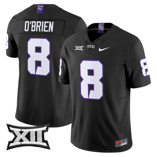 Davey O'Brien Jersey #8 TCU Horned Frogs 2025 Vapor Limited Stitched Black