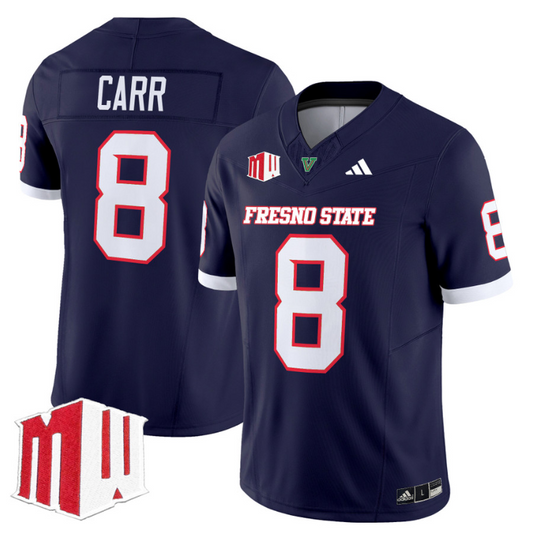 David Carr Jersey #8 Fresno State Bulldogs 2024 Stitched Navy