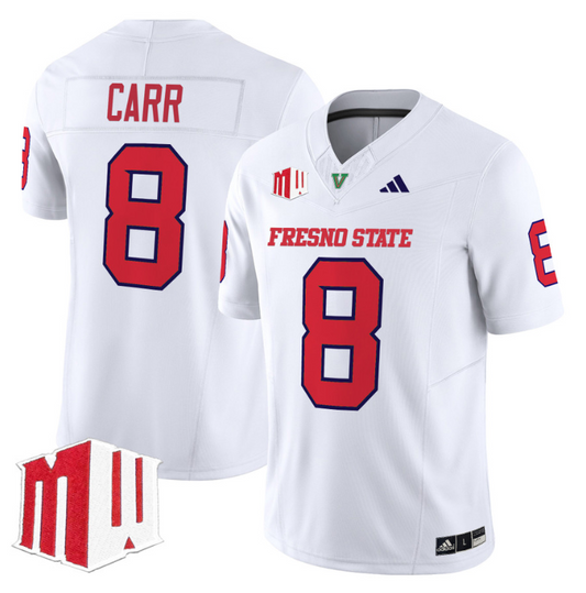David Carr Jersey #8 Fresno State Bulldogs 2024 Stitched White