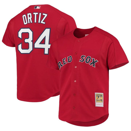 David Ortiz Jersey #34 Boston Red Sox Throwback Cooperstown Stitched Red