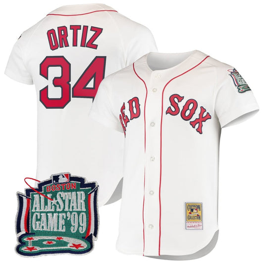 David Ortiz Jersey #34 Boston Red Sox Throwback Cooperstown Stitched White