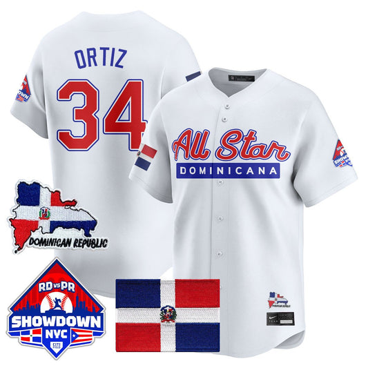 David Ortiz Jersey #34 Dominican Republic Baseball All-Star 2025 White