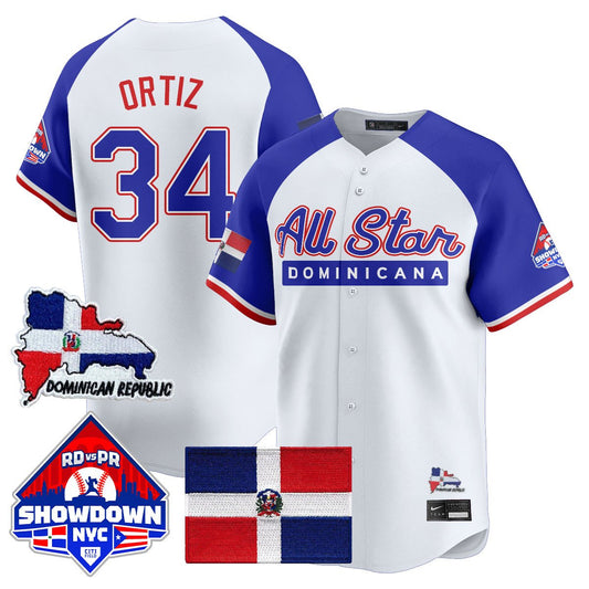 David Ortiz Jersey #34 Dominican Republic Baseball All-Star 2025 White Alternate