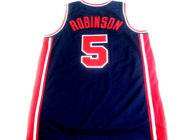 David Robinson Jersey #5 Team USA Basketball Navy Blue (Copy)