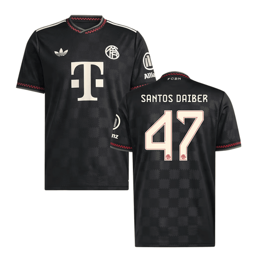 David Santos Daiber #47 Bayern Munich 2025-26 Third Men Jersey – Black