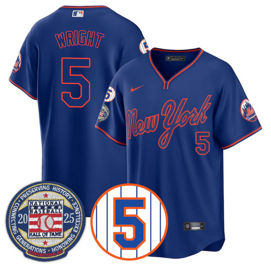 David Wright Jersey #5 New York Mets Hall of Fame Gold Stitched Alternate