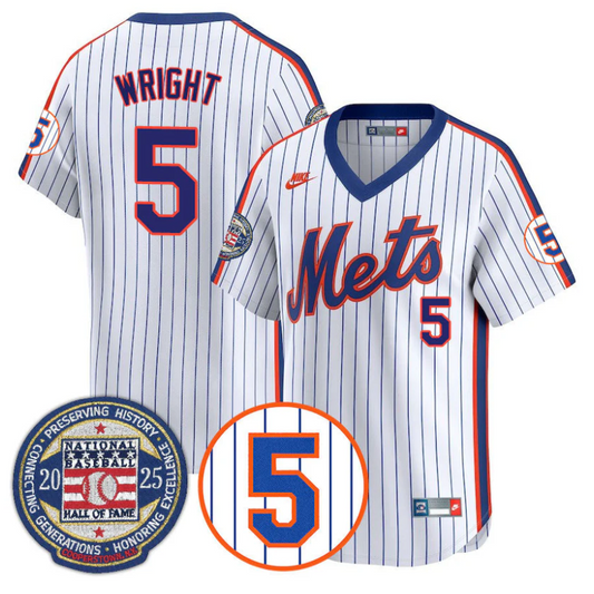 David Wright Jersey #5 New York Mets Hall of Fame Gold Stitched Throwback
