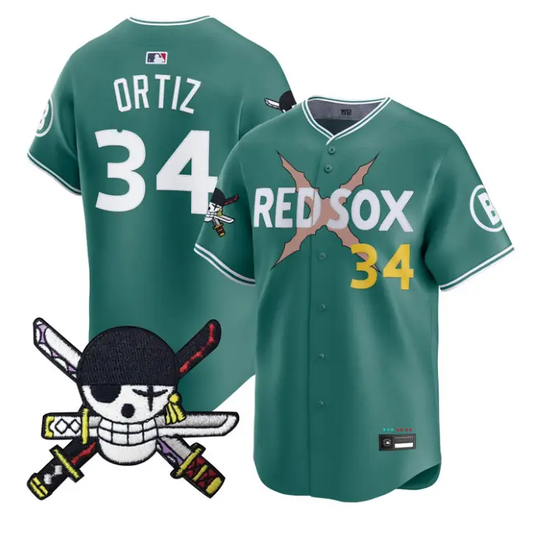 David Ortiz Jersey #34 Boston Red Sox One Piece Zoro Patch Stitched