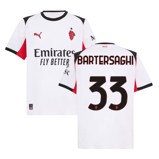 Davide Bartesaghi 33 AC Milan 2025-26 Away Men Jersey – White