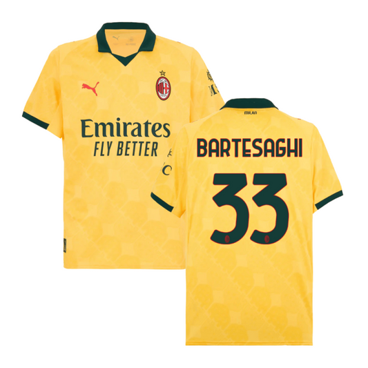 Davide Bartesaghi #33 AC Milan 2025-26 Third Men Jersey – Yellow