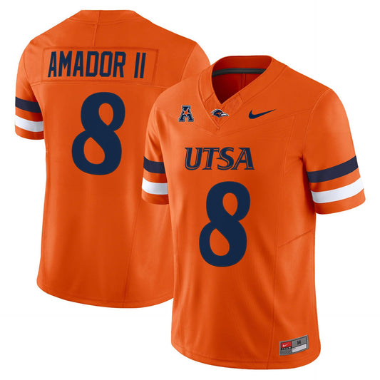 David Amador II Jersey #8 UTSA Roadrunners 2025 Vapor Limited Stitched Orange