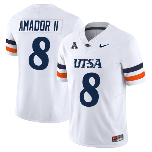David Amador II Jersey #8 UTSA Roadrunners 2025 Vapor Limited Stitched White