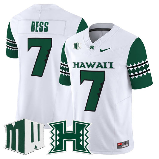 Davone Bess Jersey #7 Hawai'i Rainbow Warriors 2025 Vapor Stitched White