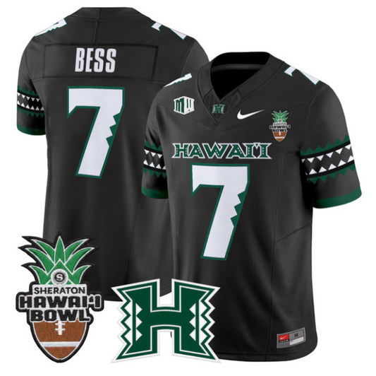 Davone Bess Jersey #7 Hawai'i Rainbow 2025 Hawai'i Bowl Stitched