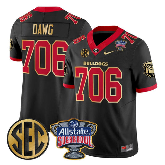 Dawg Jersey #706 Georgia Bulldogs Sugar Bowl Patch Limited Stitched