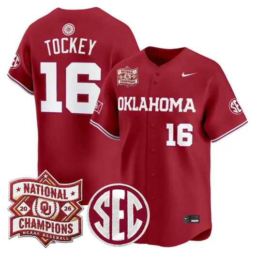 Dayton Tockey Jersey #16 Oklahoma 2026 National Champions Patch Stitched