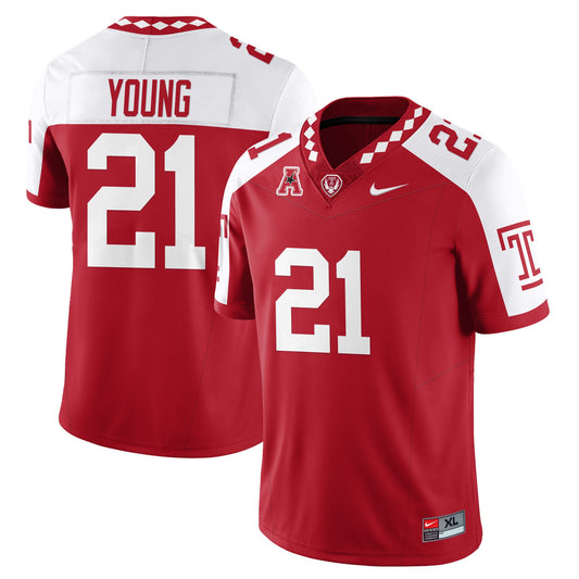 De'Carlos Young Jersey #21 Temple Football 2025 Vapor Limited Stitched Alternate