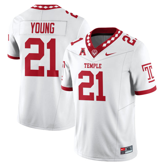 De'Carlos Young Jersey #21 Temple Football 2025 Vapor Limited Stitched White