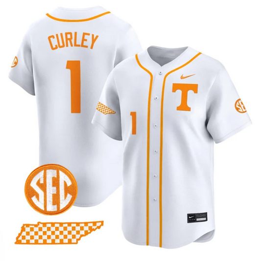 Dean Curley Jersey #1 Tennessee Vols 2025 Vapor Premier Limited Stitched White