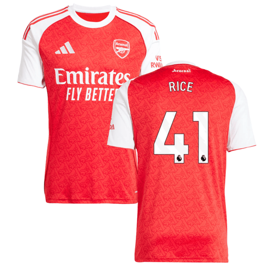 Declan Rice #41 Arsenal 2025-26 Home Jersey – Red