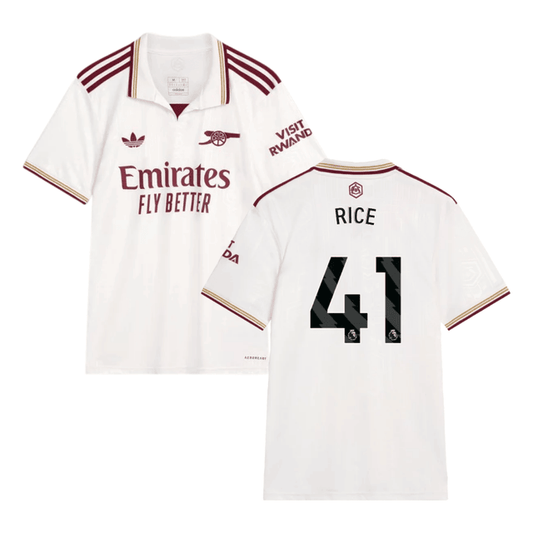 Declan Rice #41 Arsenal 2025-26 Third Jersey – Cream