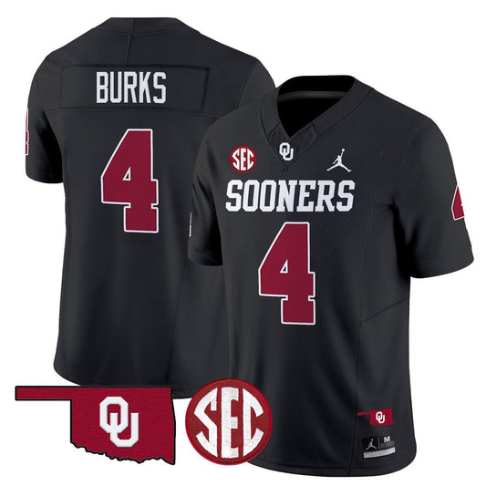 Deion Burks Jersey #4 Oklahoma Sooners 2025 Vapor Limited Stitched Black