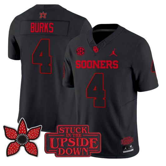 Deion Burks Jersey #4 Oklahoma Sooners Stranger Things Edition Vapor Stitched