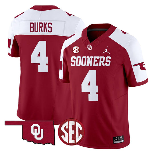 Deion Burks Jersey #4 Oklahoma Sooners 2025 Vapor Limited Stitched Alternate