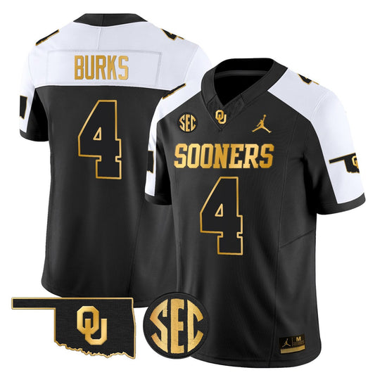 Deion Burks Jersey #4 Oklahoma Sooners 2025 Gold Limited Stitched