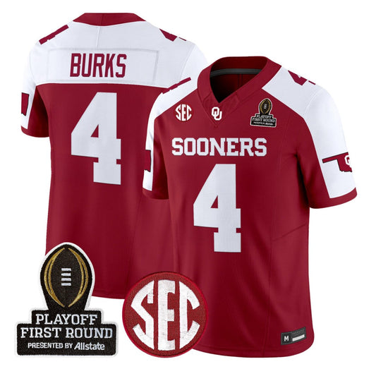 Deion Burks Jersey #4 Oklahoma Sooners 2025 Playoff First Round Stitched