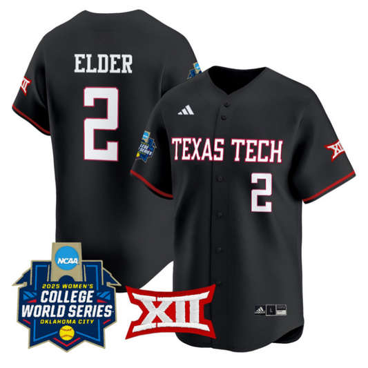 Demi Elder Jersey #2 Texas Tech Softball 2025 World Series Stitched Black