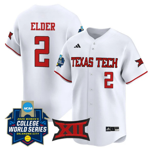 Demi Elder Jersey #2 Texas Tech Softball 2025 World Series Stitched White