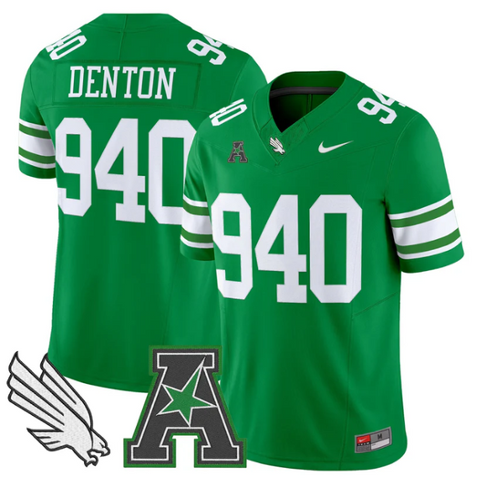 Denton Jersey #940 North Texas Mean Green 2025 Vapor Limited Stitched Green