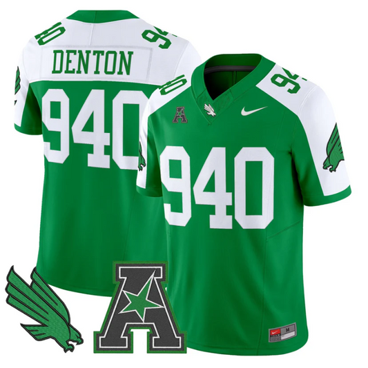 Denton Jersey #940 North Texas Mean Green 2025 Vapor Limited Stitched Green Alter