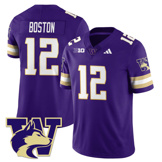 Denzel Boston Jersey #12 Washington Husky Football 2025 Stitched Purple