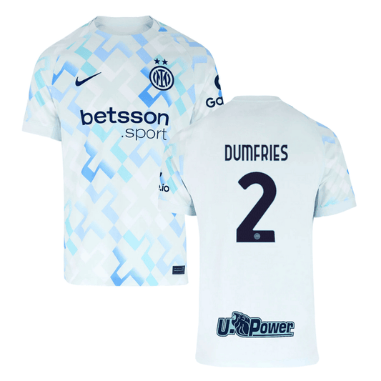 Denzel Dumfries #2 Inter Milan 2025-26 Away Match Jersey – White