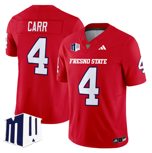 Derek Carr Jersey #4 Fresno State Bulldogs 2024 Stitched Red