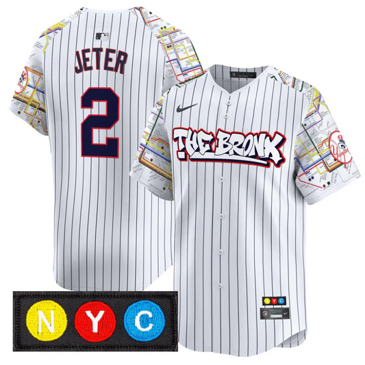 Derek Jeter Jersey #2 New York Yankees The Bronx Subway Style Premier Stitched Pinstripe