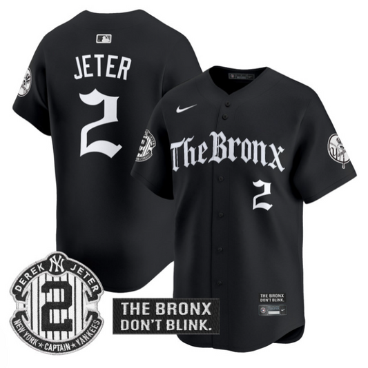 Derek Jeter Jersey #2 Yankees The Bronx Gothic Ink Drop Edition Black