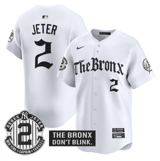 Derek Jeter Jersey #2 Yankees The Bronx Gothic Ink Drop Edition White