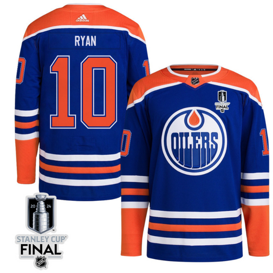 Derek Ryan 10 Edmonton Oilers 2024 STANLEY CUP Final Home Primegreen Jersey Men, Royal
