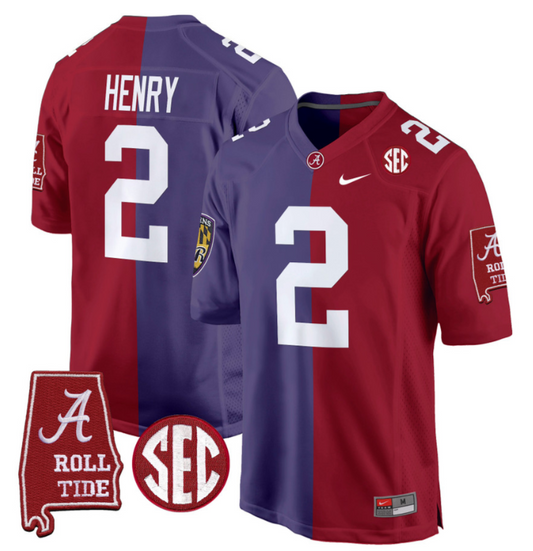 Derrick Henry Jersey Ravens #2 Alabama Crimson Tide Split Football Game Stitched