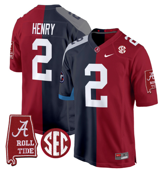 Derrick Henry Jersey Titans #2 Alabama Crimson Tide Split Football Game Stitched