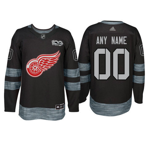 Detroit Red Wings Black 1917-2017 100th Anniversary Stitched NHL Custom Jersey