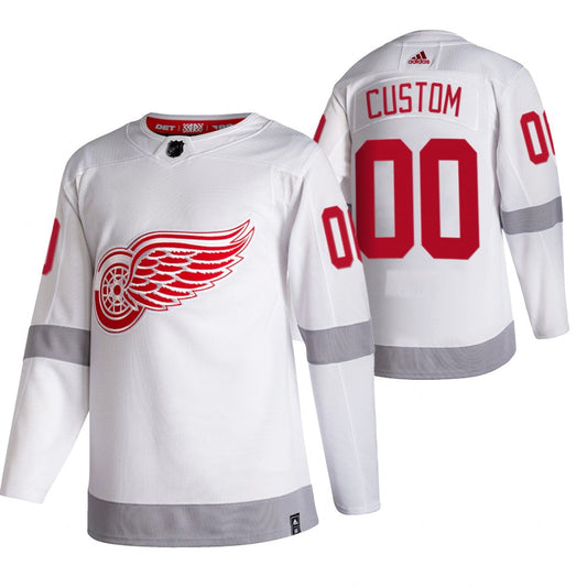 Detroit Red Wings Custom White 2020-21 Reverse Retro Alternate NHL Jersey